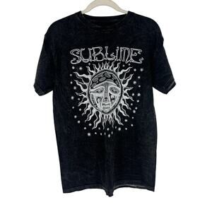 Officially Licensed Sublime Classic Sun T-Shirt Black Acid Wash Medium NWOT